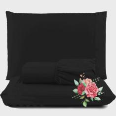 Imagem de Jogo de Lençol Dia a Dia Padrão 3 Peças Barato - Preto