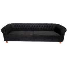 Imagem de Sofá Chesterfield Duque 3 Lugares 2,30 - Suede Preto / Sala De Estar,