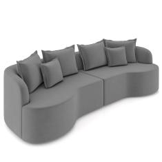 Imagem de Sofá 3 Lugares 230cm Orgânico Quito K04 Veludo Cinza - Mpozenato