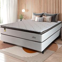 Imagem de Cama Box Casal Hellen Malta Linho com Molas Ensacadas e Espuma D26 66x138x188cm - Bege