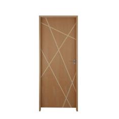 Imagem de Kit Porta De Madeira 82 X 2.10 Friso Agatha Bat.misto 14cm Fech.ext Cromada Lado Esquerdo - Hale