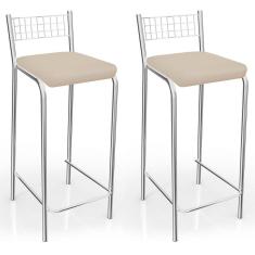 Imagem de Banquetas Kit 2 Banquetas Genova Cromada Nude - Kappesberg