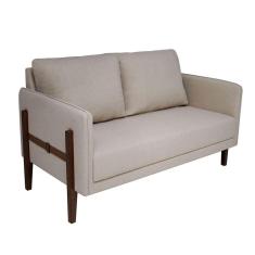 Imagem de Sofá 2 Lugares Nice Linho Bege e Imbuia