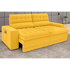 Imagem de Sofá Omega 2,50m Assento Retrátil e Reclinável Velosuede Canário - Netsofas