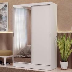 Imagem de Guarda-roupa 2 Portas De Correr Com Espelho Branco Max Madesa Branco