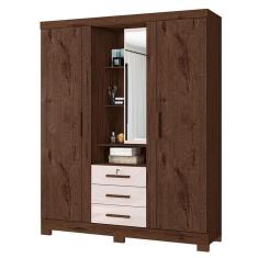 Imagem de Guarda Roupa Solteiro Capelinha Premium 3 Portas Jacarandá Off White - Zanzini