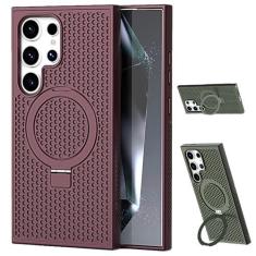 Imagem de ZXDK Capa magnética de resfriamento invisível com suporte para Samsung Galaxy S24 S23 S22 Ultra S23 FE Plus compatível com Magsafe, capa com suporte militar de dissipação de calor (vermelha, S22