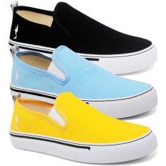 Imagem de Kit 3 Pares Tênis Casual Feminino Slip On Conforto Leve-Feminino
