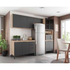 Imagem de Cozinha Compacta Firenze I 11 PT 2 GV Avena e Grafito - Demóbile