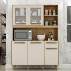 Imagem de Armário de Cozinha 5 Portas 1 Gaveta  Rubi  - Cinamomo/Off White - Val