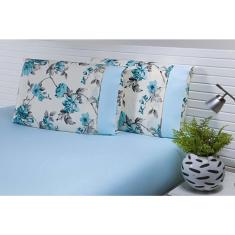 Imagem de Jogo Lençol Solteiro 2 Peças 180 Fios Floral Tiffany Barrado