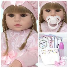 Imagem de Boneca Bebê Reborn Julia 52cm Corpo De Silicone + Enxoval - Cegonha Re