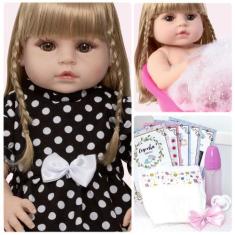 Imagem de Boneca Tipo Reborn Laura Corpo De Vinil Recém Nascida Linda - Cegonha