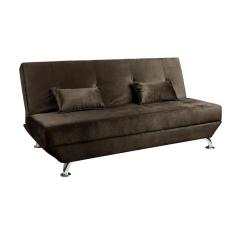 Imagem de Sofá Cama Dubai 3 Lugares Reclinável Veludo Turkay Speciale Home Chocolate