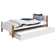 Imagem de Cama Babá Solteiro com Auxiliar Simba Branco Fosco com Madeira - Relle