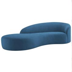 Imagem de Divã Recamier Orgânico França 180cm Lado Esquerdo Linho Adj Decor Azul Royal