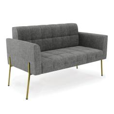 Imagem de Sofá Namoradeira 2 Lugares Base Pé De Ferro Dourado Elisa Linho D03 - D`rossi Cor A26 Grafite