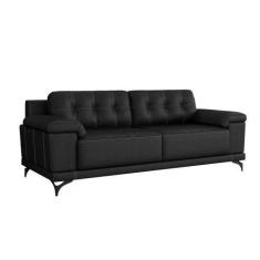 Imagem de Sofá 3 Lugares  Carrara Couro Preto - Modern
