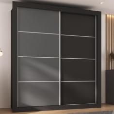 Imagem de Guarda-roupas Casal 2 Portas De Correr 4 Gavetas Chicago Multimóveis Mp4267 Preto/grafite Preto/grafite