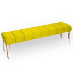 Imagem de Recamier Estofada Casal Luxo Veludo Cor Amarelo