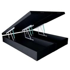 Imagem de Base Box Baú Casal Bipartido Corino Preto - 138x188x35