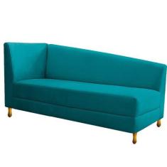 Imagem de Recamier Valéria 185cm Lado Direito Suede Azul Turquesa - Doce Sonho M