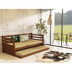 Imagem de Sofá Cama Enjoy Em Madeira Maciça Com Cama Auxiliar - Imbuia