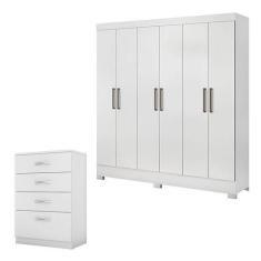 Imagem de Cômoda Astral E Guarda Roupa Casal Prático Branco - Demóbile - Demobil