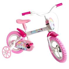 Imagem de Bicicleta Infantil de Unicórnio Aro 12 Branca com Rosa Styll Kids