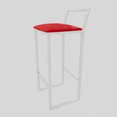 Imagem de Banqueta Alta Balcão Bistrô Branca Confort Industrial Assento Estofado