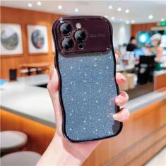 Imagem de Silicone ondulado de galvanoplastia para IPhone 15 14 Plus 13 12 11 Pro Max Glitter Powder Capa macia à prova de choque para prevenção de quedas, roxo escuro, para iPhone 12Pro Max