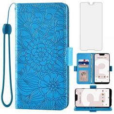 Imagem de Asuwish Capa tipo carteira compatível com Google Pixel 3 XL, protetor de tela de vidro temperado, suporte para cartão, compartimento para identificação de crédito, capa de telefone flip de couro para