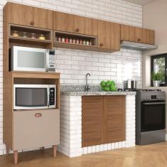 Imagem de Cozinha Modulada Marti 3 Peças Mel/Cinza