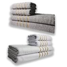 Imagem de 2 Jogos De 4 Toalhas 4 Banho 4 Rosto Montreal 100% Algod?o Cz+br