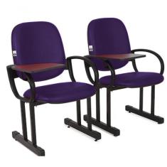 Imagem de 02 Cadeiras Para Auditório Com Prancheta Linha Dallas Auditório Roxo