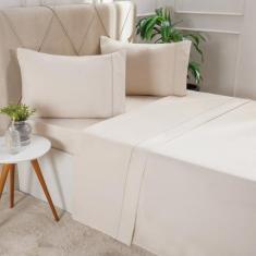 Imagem de Jogo de Cama Casal Serenitá 4 Pçs Bordado Festonê 138x188x30cm - Bene 