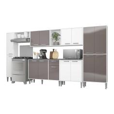 Imagem de Armário de Cozinha Compacta Multimóveis Xangai Blues FG3282 Branca/Lacca Fumê