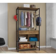 Imagem de Guarda Roupa Closet 02 Gavetas Paris 8528 Preto/Demolição Fosco