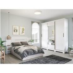 Imagem de Conjunto Quarto De Casal 1 Guarda Roupa Com Espelho Buzios 1 Cabeceira