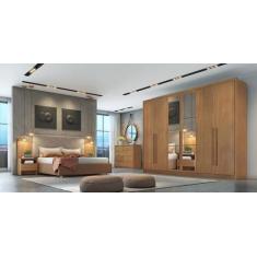 Imagem de Guarda Roupa Casal Com Espelho 6 Portas 8 Gavetas - Robust -Cumaru - M