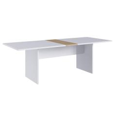 Imagem de Mesa de Reunião Retangular Para Escritório Branco e Macadamia m.com