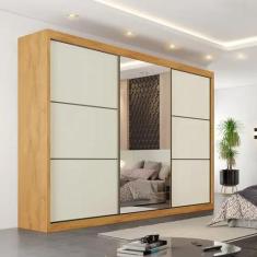 Imagem de Guarda Roupa Casal 6 Gavetas Com Espelho - Bragança-Peroba/Off White -