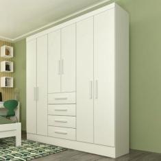 Imagem de Guarda-Roupa Solteiro Arizona 6 Portas Neve - Tcil Móveis