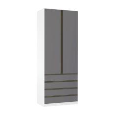 Imagem de Guarda Roupa 2 Portas 90cm Branco Ff Com Cinza Puro