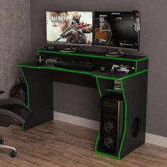 Imagem de Mesa Gamer Fremont com Nicho e Suporte para cpu - Preto/Verde