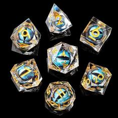 Imagem de YEMEKO Beholder'S Eye DND Dice- Dragon Eye Liquid Core Sharp Edge Handmade Dice Set for Dungeons and Dragons Ttrpg, Multi-Sided RPG Polyhedral Resin Roleplaying（Purple Dark Dragon Eyes）