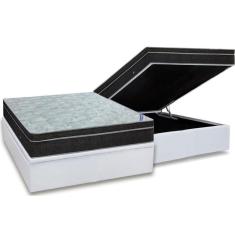 Imagem de Cama Box Baú Casal: Colchão Molas Bonnel Ortobom Nanolastic Light + Base Crc Courano White(138X188)