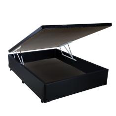 Imagem de Cama Box Casal com Baú Sonnoforte Corino Preto - 128x188