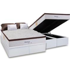 Imagem de Cama Box Baú Queen: Colchão Molas Herval Maxspring Edimburgo + Base CRC Courano White(158x198)