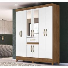 Imagem de Guarda Roupa Solteiro Portugal Naturale Branco Com Espelho Moval